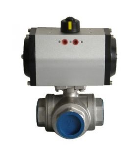 DOPPELTWIRKENDER STELLANTRIEB MIT 3-WEGE-VENTIL L INOX