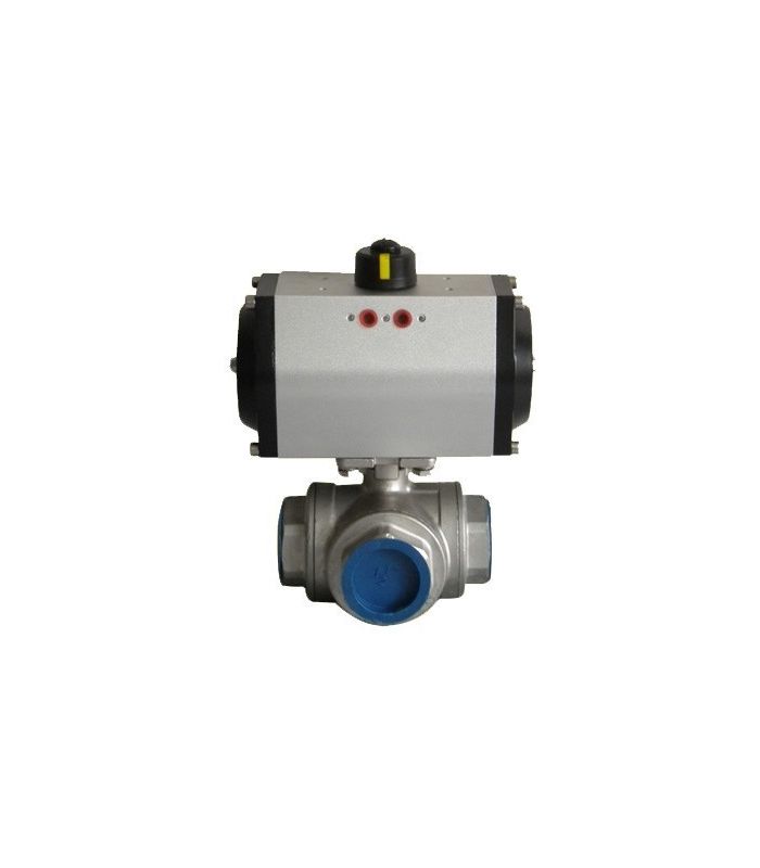 DOUBLE EFFECT ACTUATOR + 3 WAY L STAINLESS STEEL VALVE