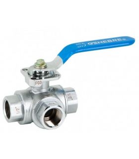 VALVULA BOLA 3 VIAS LATON PASO T PLETINA ISO-5211