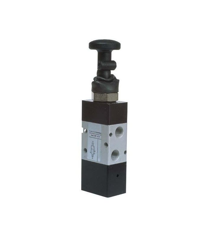 VALVULA 1/8" POMO TIRADOR RETORNO NEUMATICO O MANUAL