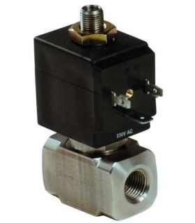 VÁLVULA SOLENÓIDE DE 3/2" FECHADA CONTROLE DIRETO DE AÇO INOXIDÁVEL DE 1/4"