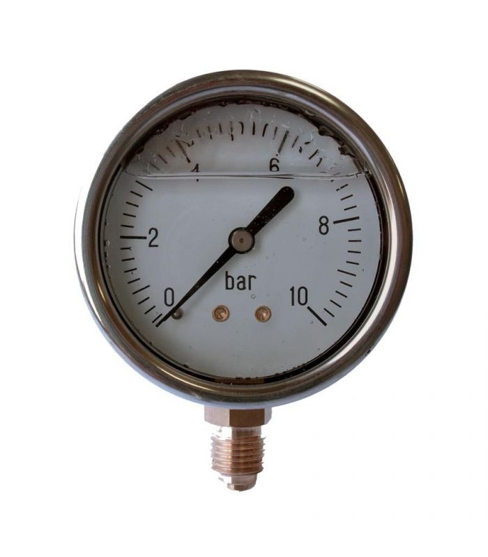 PRESSURE GAUGE Ø100 LOWER THREAD 1/2" WITH GLYCERIN