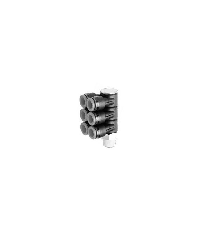 Tomada de cotovelo macho de encaixe instantâneo 6 tubos