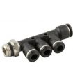 INSTANT FITTING FOR THREADED DISTRIBUTOR 3 OUTLETS THREADED PIPE