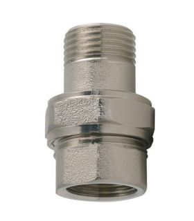 Conector de latão niquelado de 3 peças macho-fêmea