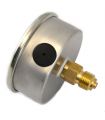 Manômetro de vácuo Ø63 com rosca central de 1/4" e glicerina.