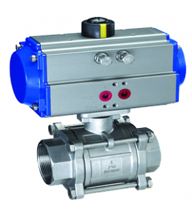 DOUBLE EFFECT ACTUATOR WITH 3 PIECE STAINLESS STEEL VALVE FULL PASSAGE