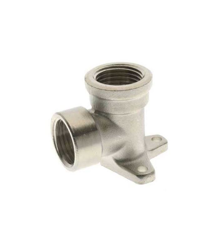 Coude femelle 1/2" avec fixation en laiton nickelé