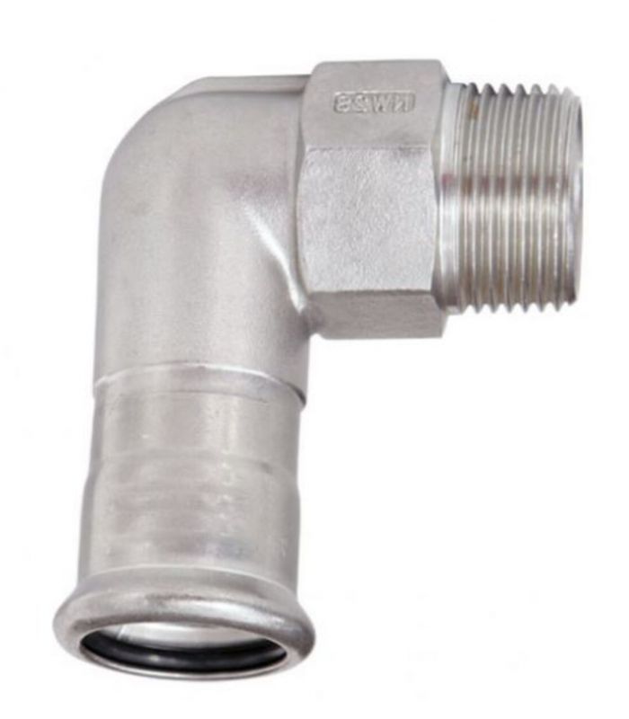 90º MALE PRESS STAINLESS STEEL TUBE ELBOW