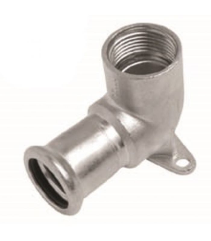 FEMALE 90º TUBE ELBOW WITH PRESS STAINLESS STEEL FIXING