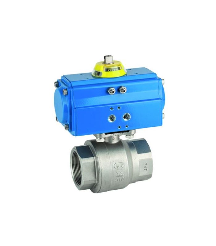 VALVULA INOX 2 PIEZAS CON ACTUADOR SIMPLE EFECTO