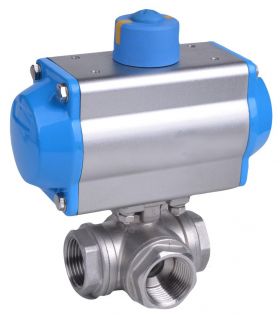SINGLE ACTING ACTUATOR WITH 3-WAY STAINLESS STEEL BALL VALVE