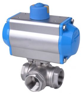 SINGLE EFFECT ACTUATOR + 3 WAY L STAINLESS STEEL VALVE