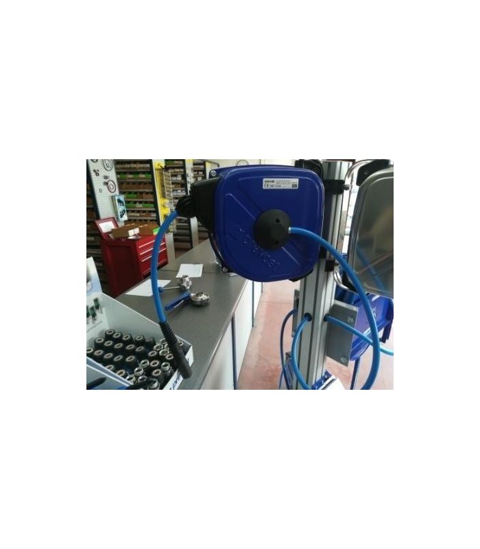 Enrollador de manguera para aire comprimido de 15 m con carcasa fabricada  en polipropileno HAL01215PU Metalworks