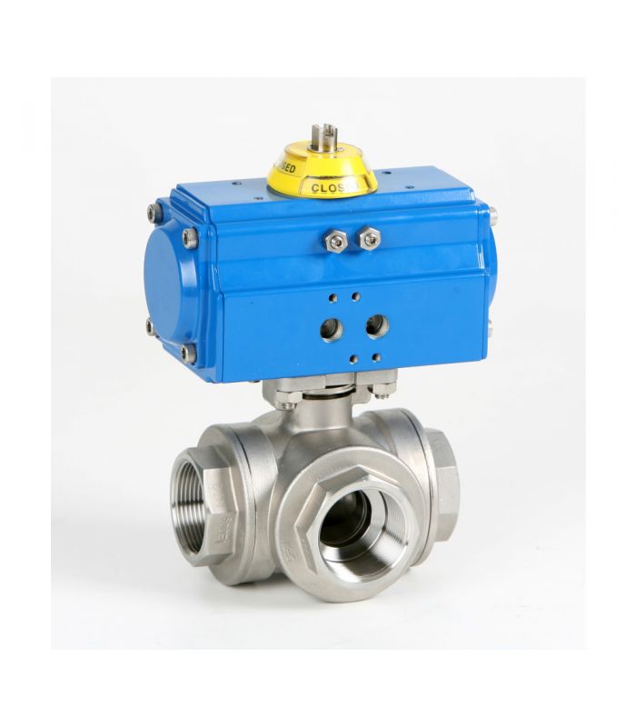 DOPPELTWIRKENDER STELLANTRIEB MIT 3-WEGE-VENTIL T INOX