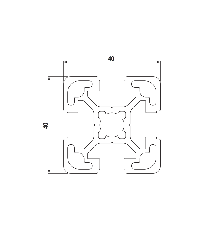 PERFIL DE ALUMINIO 40x40 ESTRUCTURAL LIGERO