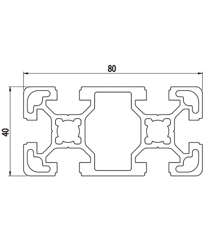 PERFIL DE ALUMINIO 40x80 ESTRUCTURAL LIGERO