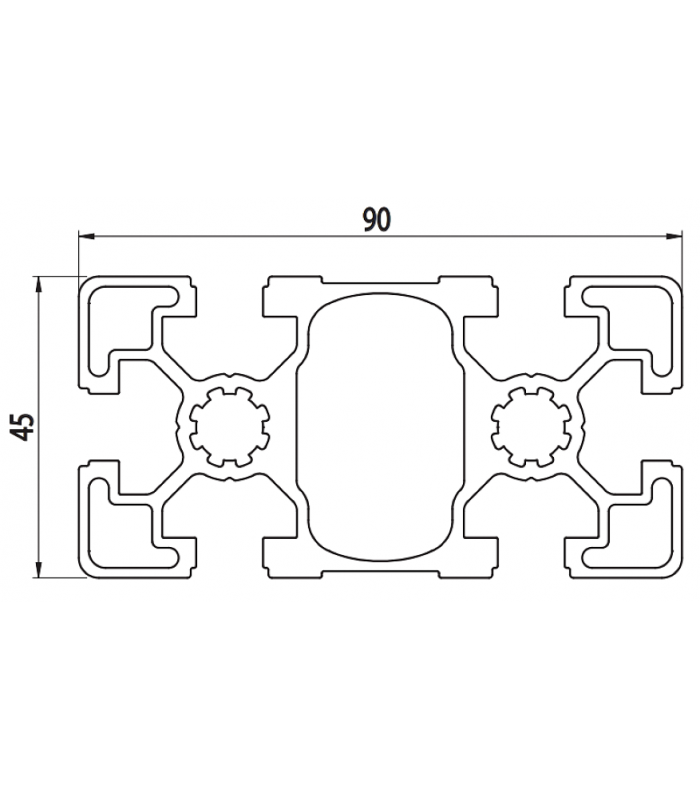 PERFIL DE ALUMINIO 45x90 ESTRUCTURAL LIGERO