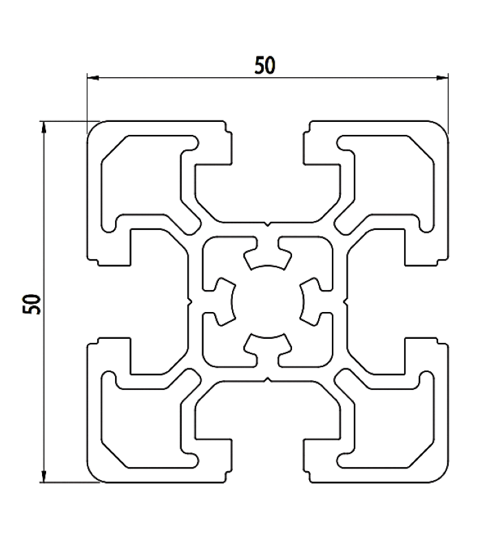 PROFIL STRUCTUREL LÉGER EN ALUMINIUM 50x50