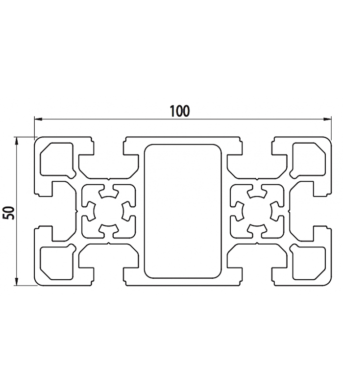 50x100 LEICHTGEWICHTIGES STRUKTURELLES ALUMINIUMPROFIL