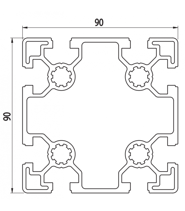 PROFIL STRUCTUREL LÉGER EN ALUMINIUM 90x90