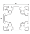 90x90 LEICHTES STRUKTURELLES ALUMINIUMPROFIL | Zuschnitt nach Maß