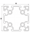 PROFIL STRUCTUREL LÉGER EN ALUMINIUM 90x90