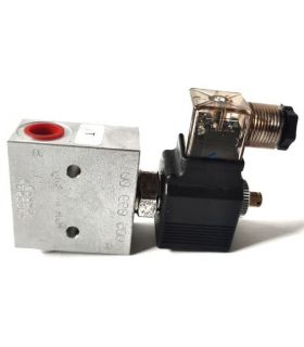 Válvula solenoide hidráulica de 2 vias, normalmente aberta, com dupla retenção.