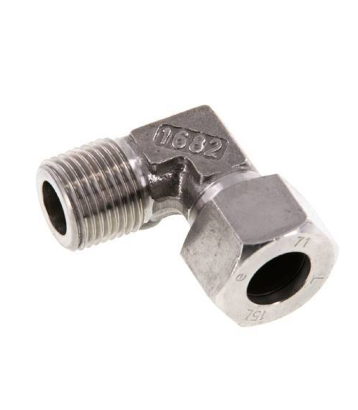 Raccordo a gomito per tubi con filettatura a L in acciaio inox DIN-2353