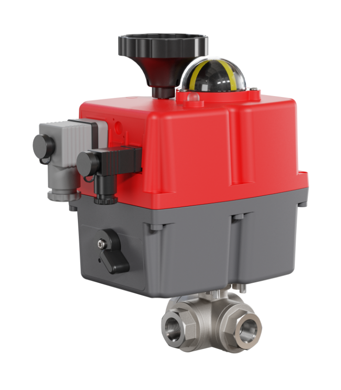 VALVULA BOLA 3 VIAS TIPO L INOX CON ACTUADOR ELECTRICO MULTITENSIÓN | Comprar online