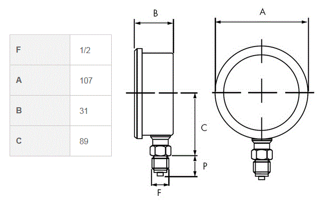 MANOMETRO 100 R.LATERAL 12 CON GLICERINA