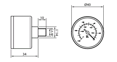 VACUOMETRO 40 ROSCA CENTRAL 18