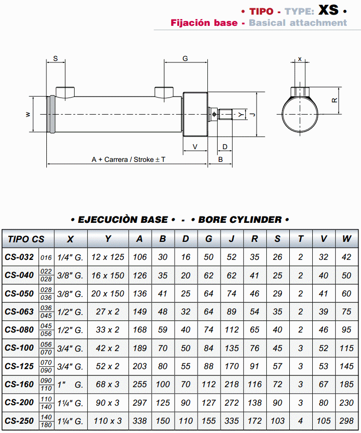 HYDRAULIKZYLINDERBASIS XS ACHSE 16 CILINDRO HIDRAULICO BASE XS EJE 16