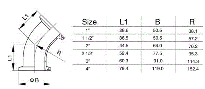 CODO 45 CLAMP INCH I-316