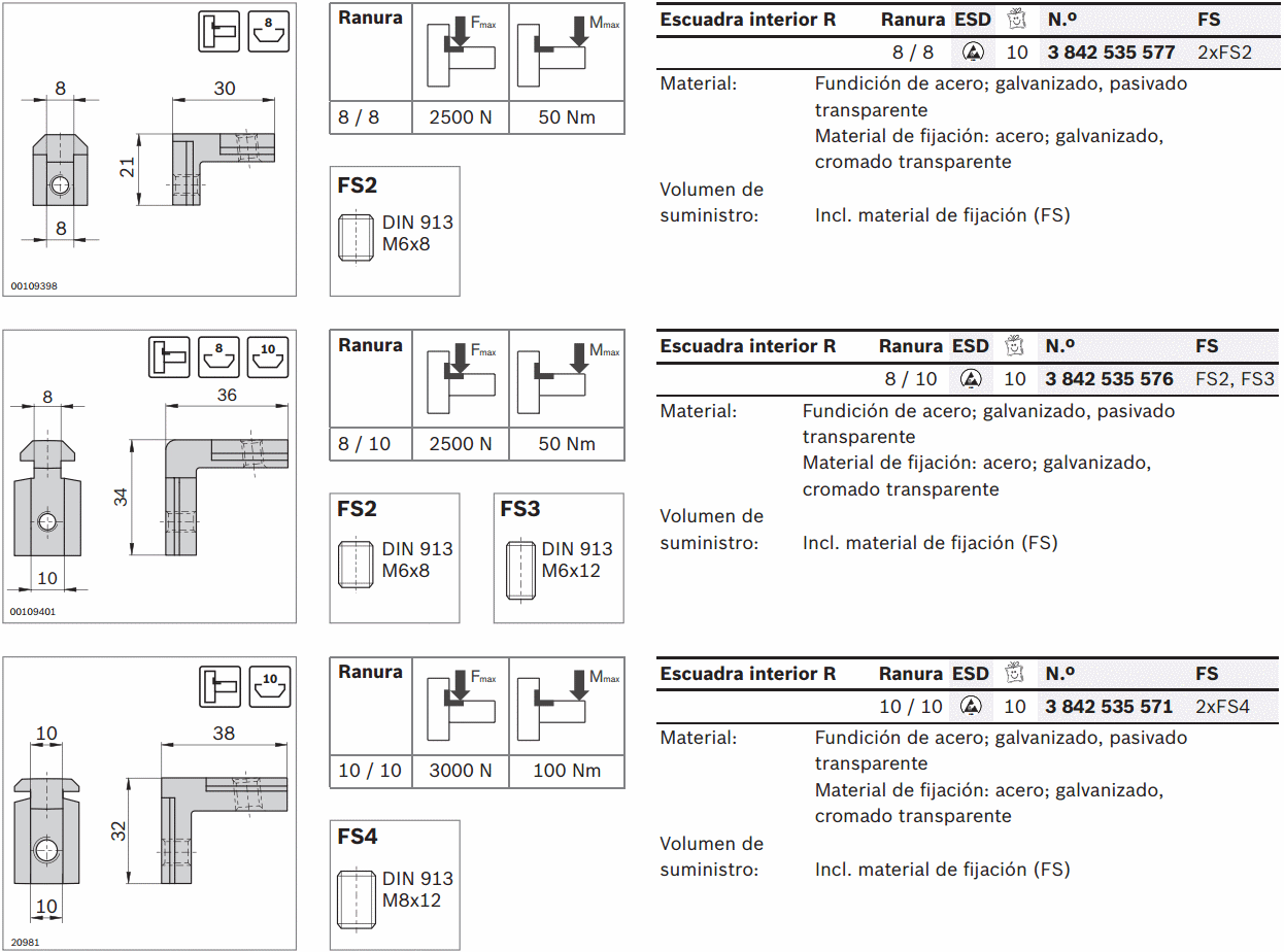 SUPPORT DE FIXATION INTÉRIEUR-EXTÉRIEUR ESCUADRA DE FIJACION INTERIOR-EXTERIOR