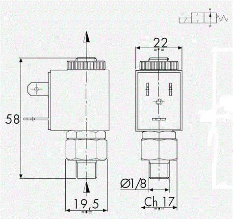 ELEKTROVENTIL 22 N.OFFEN LINEARBOHRUNG AN11 ELEC.VALVULA 22 N.ABIERTA PASO LINEAL AN11