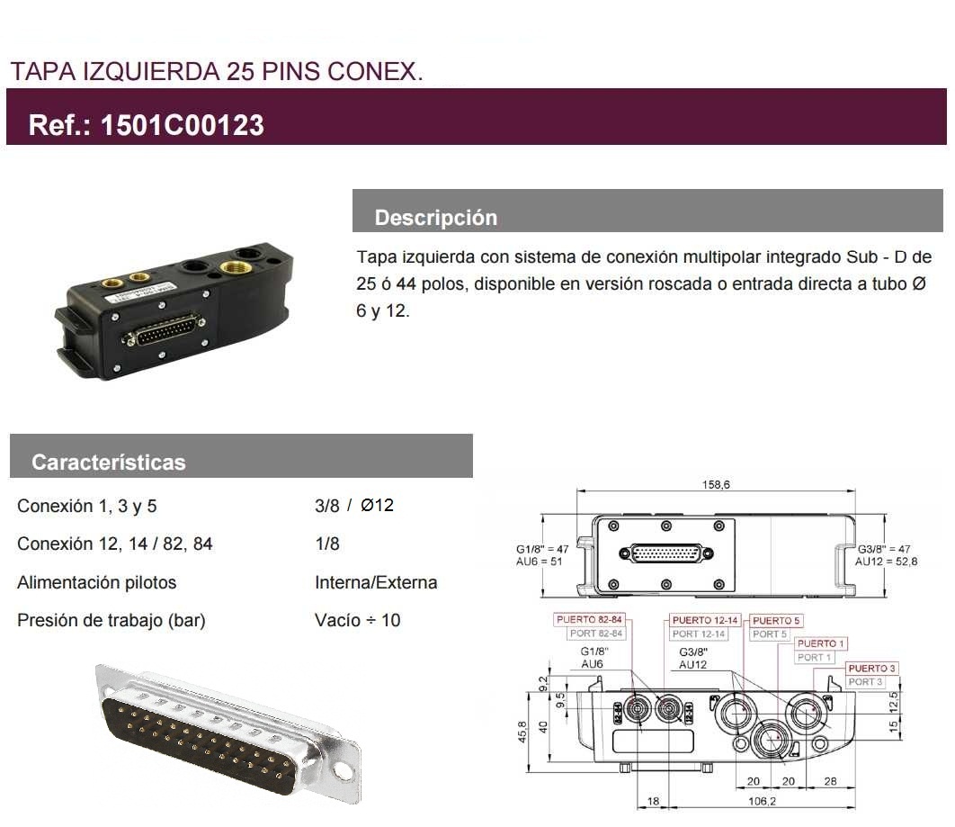 TAPA MULTIPOLAR TI IZQ 25 PIN 1501C00123 TAPA MULTIPOLAR TI IZQ 25 PIN 1501C00123
