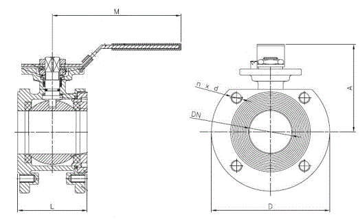 VALVULA BOLA INOX WAFER ISO-5211